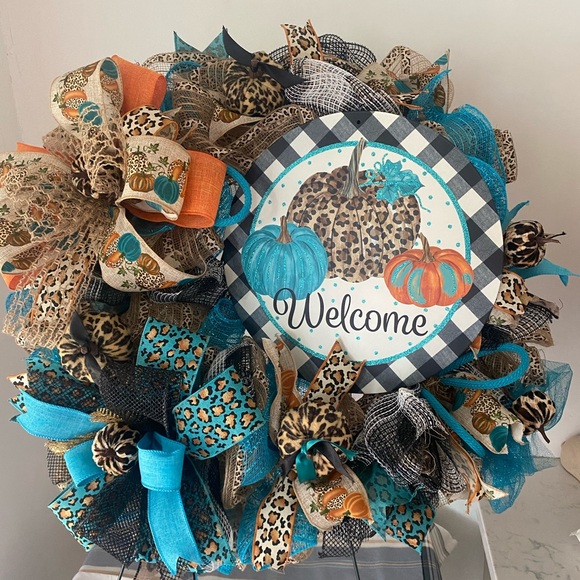 Fall Wreath,Leopard wreath,Fall decor,Leopard pumpkin,Christmas decor - Picture 6 of 6